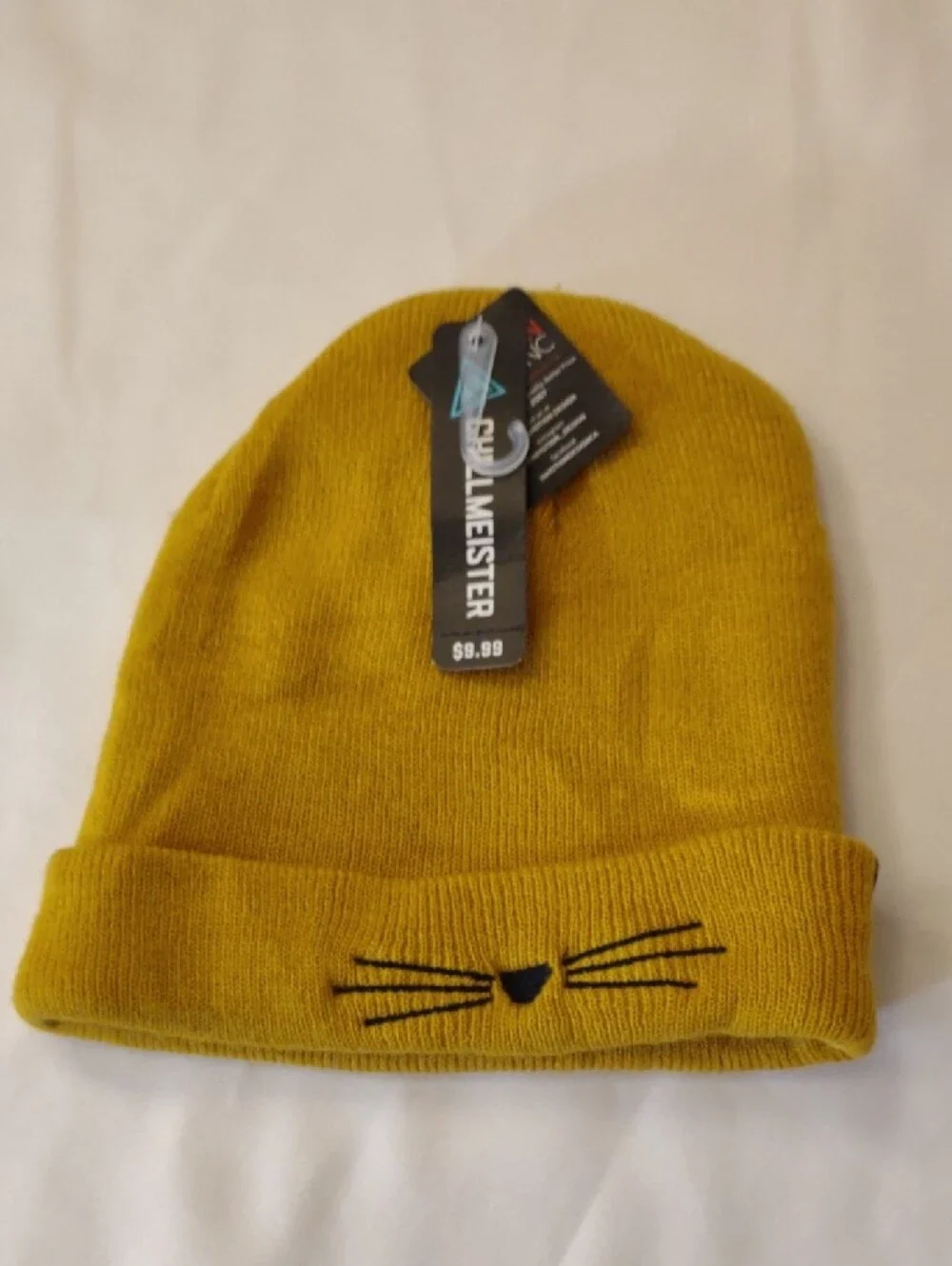 NWT Chillmeister Kids Mustard Yellow Cat Face Knit Beanie